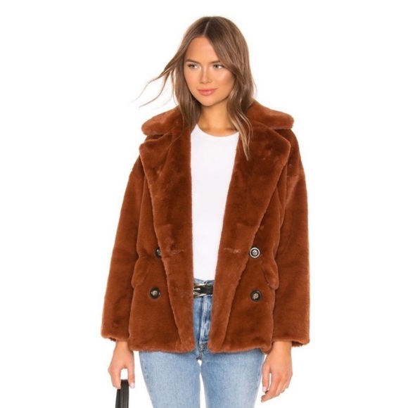 Free People: Brown Kate Faux Fur Coat - Picture 6 of 14